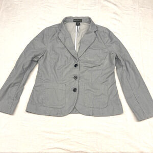 Eddie Bauer Blazer Womens 12 Gray Pinstripe Cotton Three Button Jacket Casual
